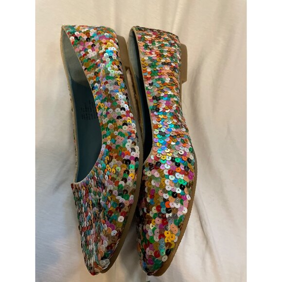 Multicolor Sequin Party Girl Flats Size 11B With Rubber Sole Woman Cross Sparkle - Picture 2 of 11